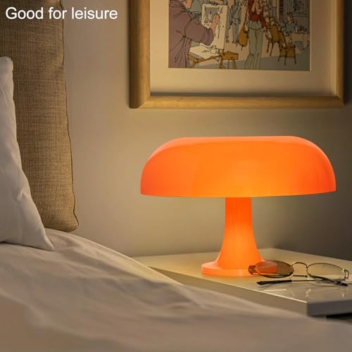 Anykonio Orange Mushroom Lamp, Mid Century Modern Table Lamp for Bedroom, Minimalist Mushroom Decor Bedside Small Lamps, 2...