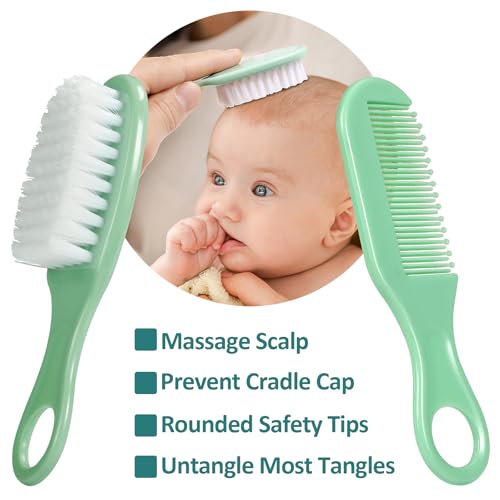 Baby Grooming Kit, Infant Safety Care Set with Hair Brush Comb Nail Clipper Nasal Aspirator,Baby Essentials Kit for Newbor...