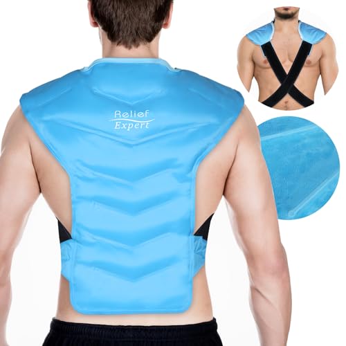 Relief Expert Large Back and Shoulder Ice Pack Wrap – Reusable Gel Cold Pack with Dual-Sided Fabric and Adjustable Straps,...