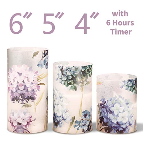 Silverstro Hydrangea Flameless Candles with Remote Blinks Glass Real Wax LED Candles - Home Party Wedding Romantic Love Th...