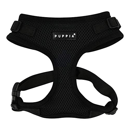 Authentic Puppia RiteFit Harness with Adjustable Neck, Black, Large