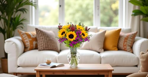 STARGAZER BARN Wildflower Bouquet (Vase Included) - Hand-Tied in the USA - Fresh Flower Delivery for Birthday, Anniversar...