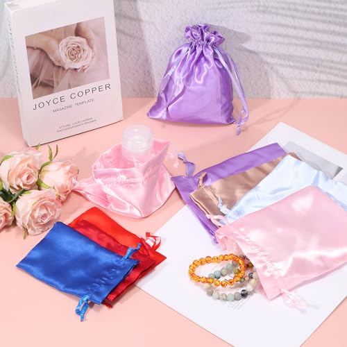 PATIKIL Satin Drawstring Favor Bags, (4" x 3", Champagne) (12Pcs), Satin Gift Bags Gift Pouches with Drawstrings, Suit for...