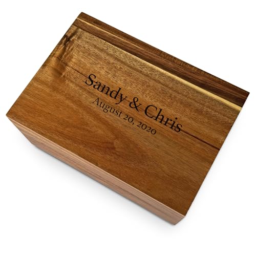 Wooden Keepsake Box Large - Personalized Memory Box, Acacia Wood Chest with Lid, Engraved Hidden Message, Decorative Memor...