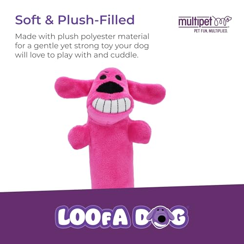 Multipet Original Loofa Dog Plush Toy - Squeaky Toy for All Dogs - Extra Soft Plush - Stuffed Animal Dog Toys for Playing...
