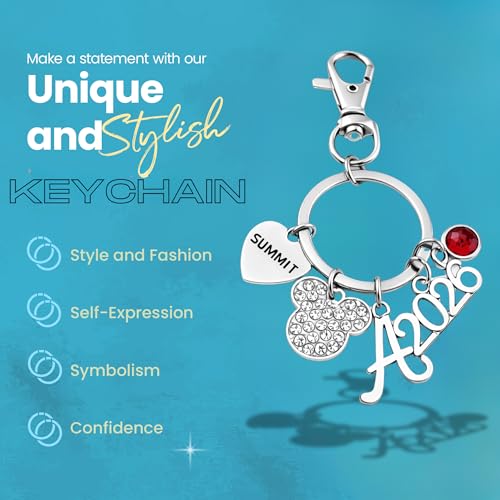 Infinity Collection 2026 Cheerleading Summit Keychain Gift, Cheerleader Keychain with Initial Charm and Birthstone, Cheer ...
