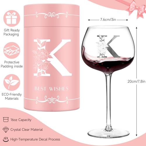 Personalized Gifts for Women, Monogrammed A-Z Wine Glass Custom Design, Unique Birthday Christmas Valentines Day Gift for ...
