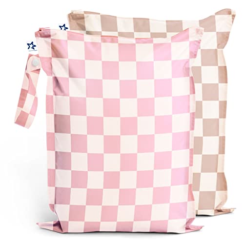 Tiny Twinkle Mess Proof Wet Bags | 2-Pack Reusable Waterproof Wet Bags for Swimsuits | Baby Clothes | Travel & Diaper Bag...