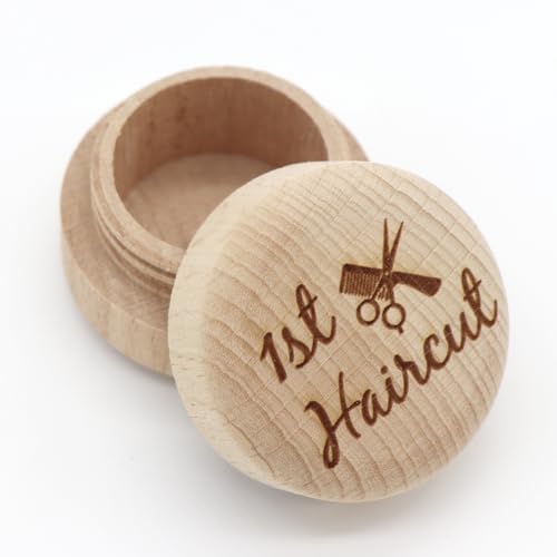 Liannan Custom Wooden First Haircut Curl Keepsake,Baby's First Curl Keepsake Box，My First Haircut Box (style 2)