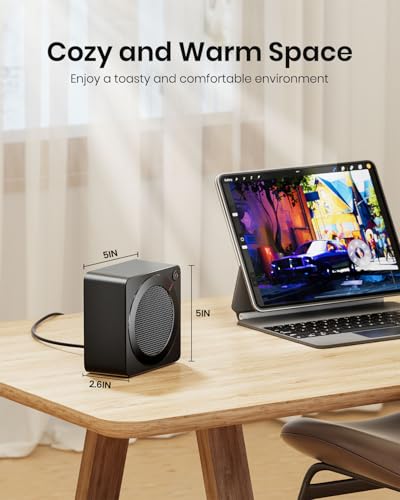 Gaiatop Mini Space Heater, Lightweight PTC Ceramic Fast Heating 500W Energy Efficient for Indoor Use, Overheating & 45° Ti...