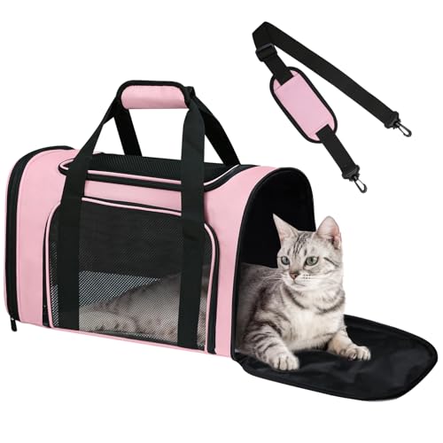 FOORLON Cat Carrier Soft for Pets Up to 15 Lbs, Cat Travel Bag Soft-Sided with Padded Shoulder Strap, Pet Dog Carriers for...