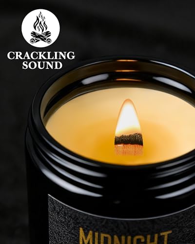 Crackling Wood Wick Candles for Men: 4 Pack 36oz Soy Scented Candles for Home Scented, Up to 200H Burning, Masculine Mens ...