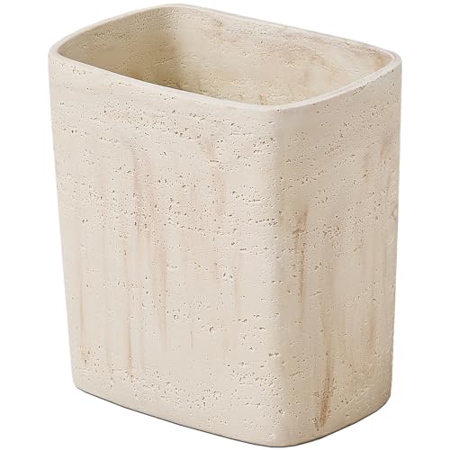 Polytree Natural Travertine Textures Bathroom Trash Can 1.8 Gallon(7 Liter) Small Kitchen Garbage Can,Living Room Bedroom ...