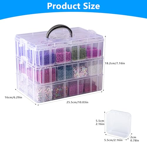 VTG Bead Organizer Box, 84 Pcs Small Organizers, 3-Tier Bead Storage Containers Portable Organizer and Storage Box Stackab...