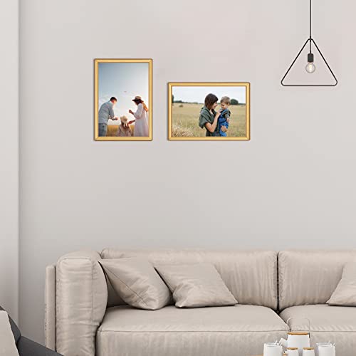Autjvy 3.5x5 Picture Frame Matte Gold Modern Simple Thin Aluminum Metal Photo Frame with HD Real Glass, Display for Tablet...