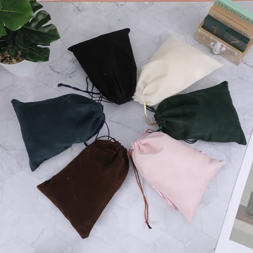 6 Pcs Gift Fabric Cloth Bag 7.8 x 6.2 inch 6 Colors Mixed Velvet Gift Bags Package Drawstring Pouch Soft Velvet Bag with D...