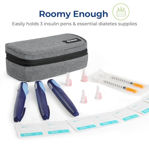 AUVON Insulin Cooler Travel Case with 2 x 160g Ice Packs, 10–11 Hour Cooling, Compact Insulated Diabetic Medication Bag Fi...