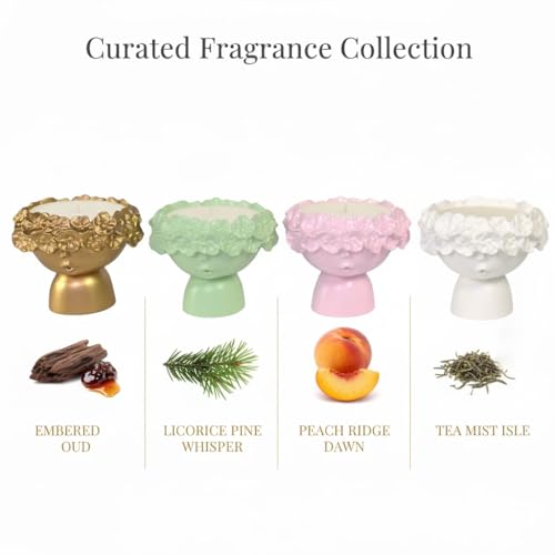 Crown Tales 4-Piece Scented Candle Gift Set – Floral Crown Sculptural Candles, Decorative Home Fragrance for Living Room, ...