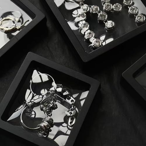12PCS 3D Floating Frame Display Stand, Jewelry Box, Gift Box, Ornament Organizer, Small Travel Jewelry Box, PE Film Anti-O...