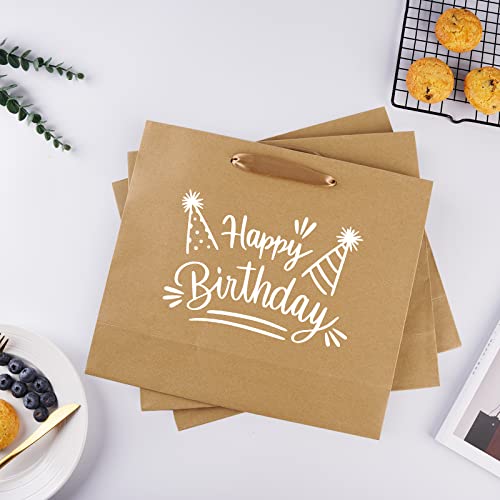 Plauthus Brown Gift Bags with Handles, 4 Pack Large Gift Bags with Tissue Paper, Kraft Paper Gift Bags for Shopping, Part...