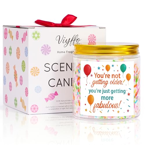 Viyffo Happy Birthday Candle – Caramel & Vanilla Cupcake, 18oz Large Scented Soy Candle, Long Lasting Non Toxic Burn, Fest...
