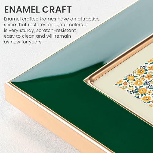 Venusmiles 4x6 Enamel Picture Frame, Gold Metal Edge with Easel, Real Glass Photo Frame for Wall and Tabletop Display Fami...
