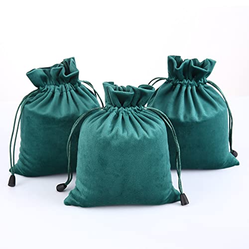 DINYAO Velvet Drawstring Bags, 5pcs 5 Colors Mixed Small Velvet Pouch, 6.2x7.8 Inches Cloth Gift Bags with Drawstring, Ant...