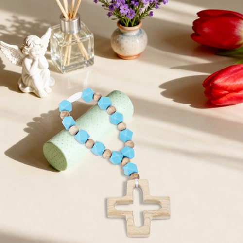 Sumalon Cross Baptism Silicone Rosary, First Communion Rosary Collection Shower Christian Communion Gifts