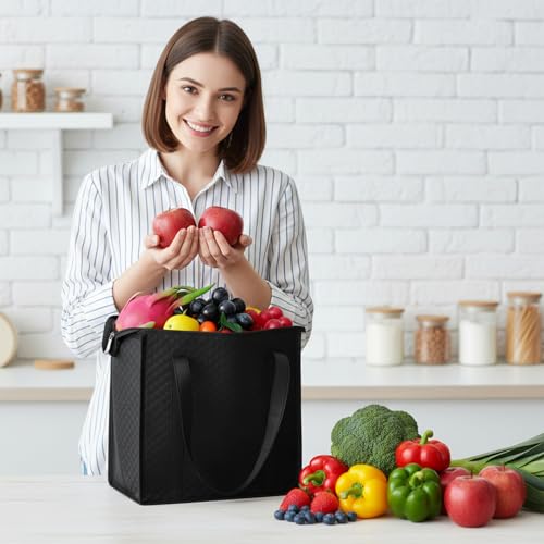 Afcabakila 4 PCS Insulated Grocery Bags, Reusable Thermal Cooler with Zipper for Food Shopping, Travel, Beach, and Picnic,...