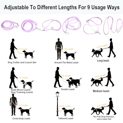 Tiesenci Hands Free Dog Leash Crossbody & Waist for Walking, 9-in-1 No Pull Dog Harness & Leash Set, Heavy Duty Waterproof...