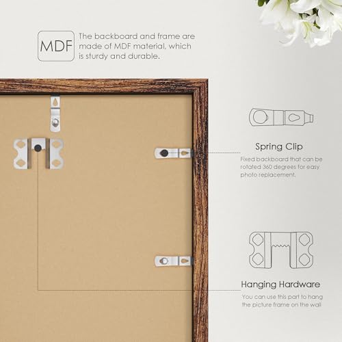 Fisnish 11x17 Picture Frame Brown, Classic Poster Frame for Horizontal or Vertical Wall Mounting, 1 Pack