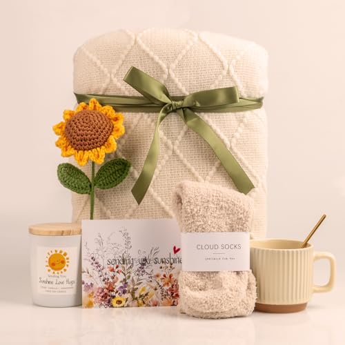 Anforsun Sending Sunshine Sunflower, Thinking of You Care Package Unique Gift Baskets for Women, Best Friend Birthday and ...