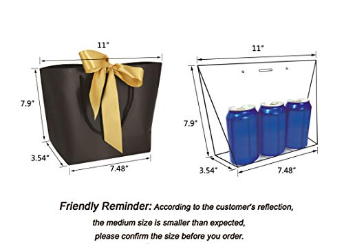 HUAPRINT Gift Bags with Handles,7.48×3.54×7.9 inches,Party Favor Bags with Bow Ribbon,12Pcs Black Paper Bags for Birthday ...