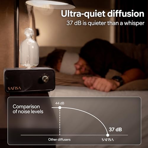 SAFISA Waterless Essential Oil Diffuser, Nebulizing Cold Air Scent Diffuser for Home, 700 Sq. Ft., Portable Glass Waterles...