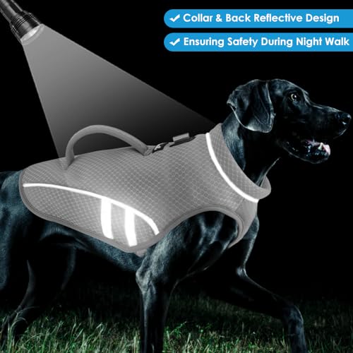 SlowTon Dog Cooling Vest with Handle - Pocket for Ice Pack, UV Protection Breathable Cooling Shirt for Large Medium Small ...