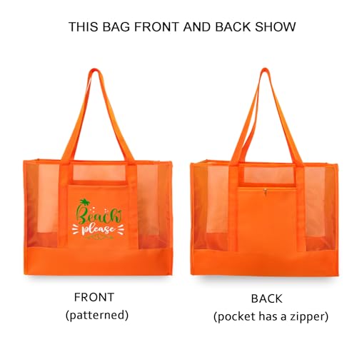 hsmyank Reusable Large Beach Bags With 2 Pockets & Zipper, Lightweight Beach Tote for Poolside, Trip/swim