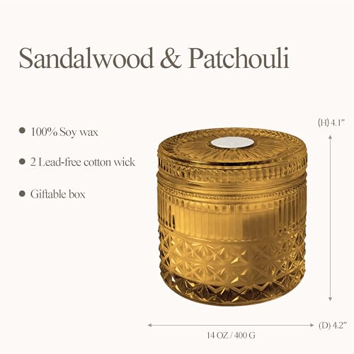Chloefu LAN Sandalwood Candle, Patchouli Candles for Home Scented, Home Decoration, Gift for Women & Men, Candles for Bles...