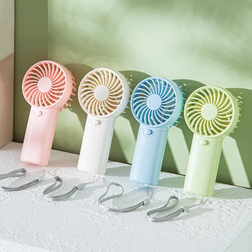 4 Pack Mini Portable Fan - 5'' AAA Battery Operated, Lightweight Handheld with 1 Speed & Lanyard - Quiet Personal Fan for ...