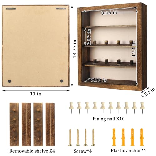 YEPOTUE Shadow Box Frame 11x14, Deep Shadow Box Display Case with Linen Back and Removable Shelves, Wooden Memory Box for ...