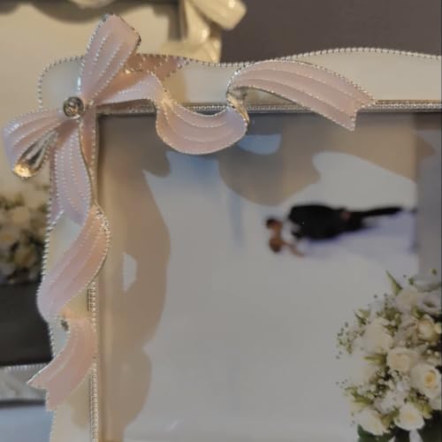 IELEPHONIX Elegant Butterfly Bow Ribbon-Shaped Metal Photo Frame, 3.5 * 5 in 5 * 7in,Decorative Ornate Display for Chrishe...
