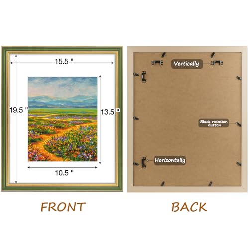 Golden State Art,16x20 Ornate Picture Frame with White Mat for 11x14 Photo or Display 16 x 20 Print without Mat Color Gree...