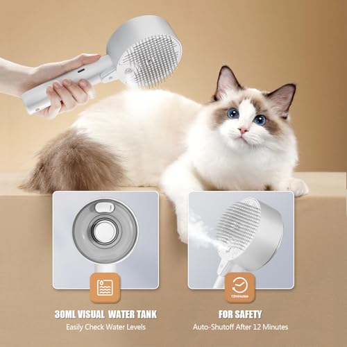Cloud Care Cat Brush for Indoor Cat Steam Brush for Shedding Spritz Defur Comb for Cats Dogs Steam Brushes for Long Short ...