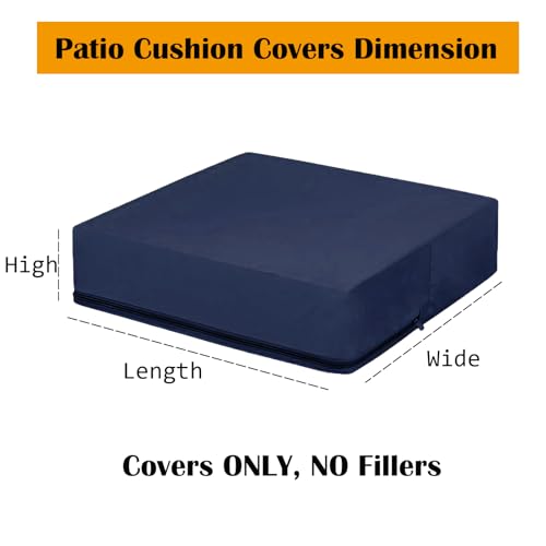 SK Studio Patio Cushion Covers Replacement, 2 Pack Waterproof Outdoor Furniture Seat Cushion Slipcover with Zipper for Gar...