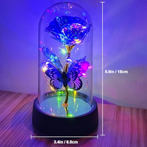 JZILU Forever Rose for Women Mom Wife,Mothers Day Forever Rose Gift Ideas,Galaxy Rose Flower Light Up in Glass Dome, Etern...