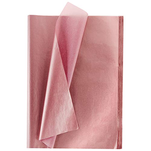 Whaline Rose Gold Tissue Paper Bulk, 100 Sheets Metallic Gift Wrapping Paper for Weddings, Birthday Party, Showers, Arts C...