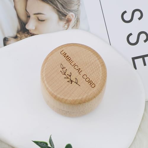Thootyriaf Modern Wooden Baby Umbilical Cord Memorial Box (Umbilical Cord Box) - Newborn, Christening - 2" x 2" x 1.4" - S...