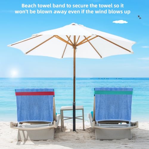 Tlowesng Beach Towel Bands (4 Pack), Beach Chair, Pool Chairs & Cruise Ship Essentials, Windproof Towel Clips (4 Mix)
