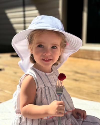 Toddler Baby Sun Hat Kids Summer Beach Essentials Adjustable Beach Hats with Bucket Wide Brim for Boys Girls Age 0-14 Years