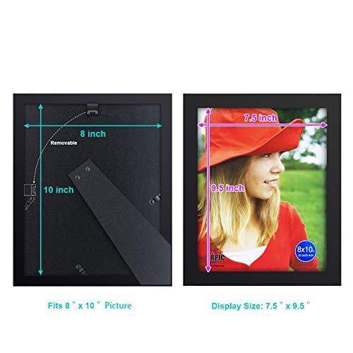 RPJC 8x10 Picture Frames Made of Solid Wood High Definition Glass for Table Top Display and Wall Mounting Photo Frame Black