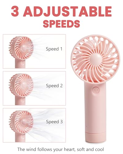 Aeergured 6 Pcs Mini Handheld Fan Bulk, 3 Speed Portable Personal USB Rechargeable Fan, Battery Operated Small Pocket Eyel...